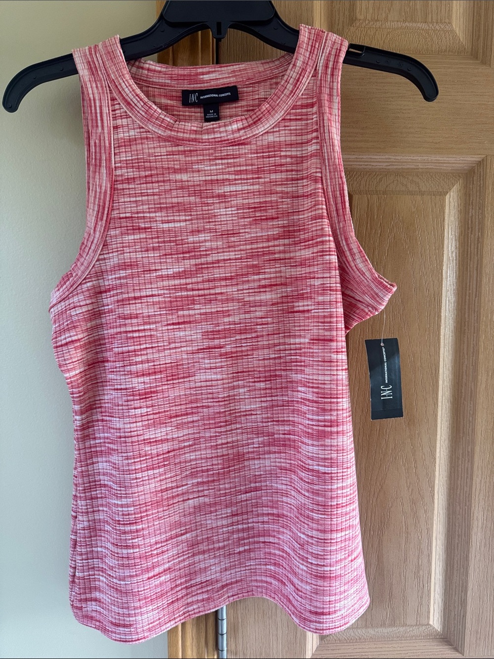 INC International Concepts Pink Space-Dye Ribbed Tank